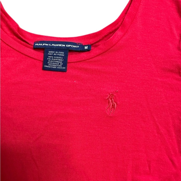 Ralph Lauren Sport Red Long Sleeve Scoop Neck Top Women’s Medium - Picture 2 of 5